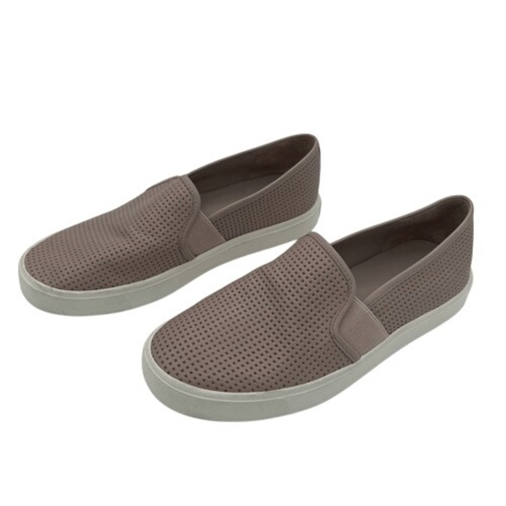 Vince Blair Taupe Perforated Leather Slip-On Sneakers Women's Size 5